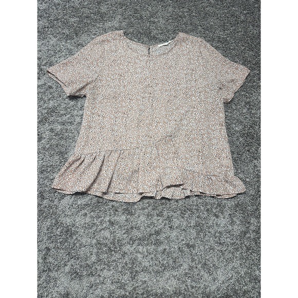 Copper Key Tops - Copper Key Women Top Size XL Floral Spring Short Sleeve Cottage Blouse Ruffle